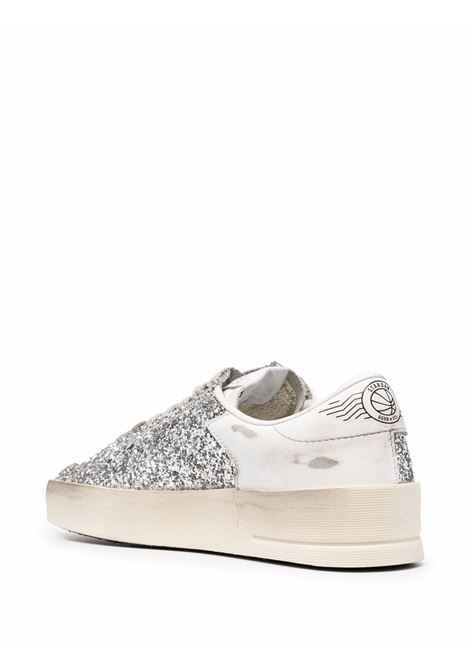 White and silver star-patch lace-up sneakers - GOLDEN GOOSE - women GOLDEN GOOSE | GWF00128F00218580185